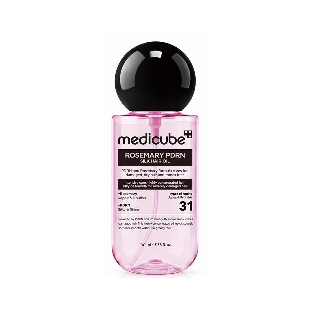 medicube Rosemary PDRN Silk Hair Oil, Lightweight Glass Oil & Adds Shine